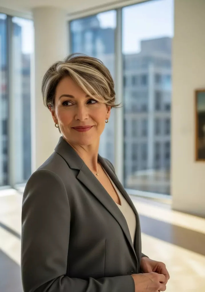 Short Hair Over 60 with Highlights