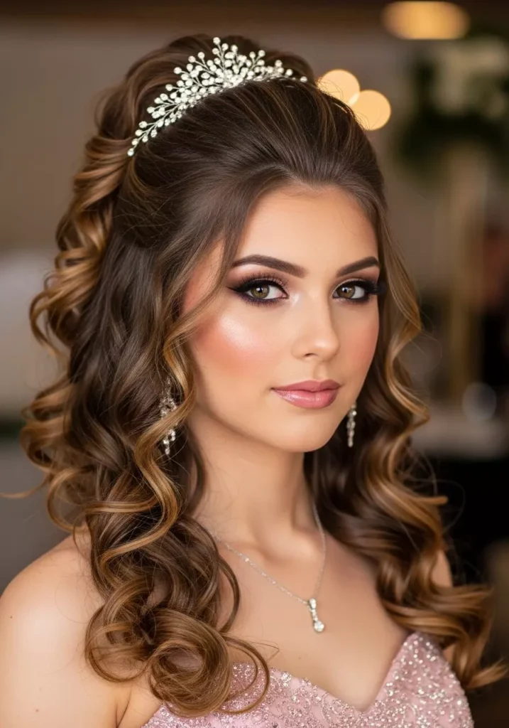 Classic Half Up Half Down Curly Prom Hairstyle