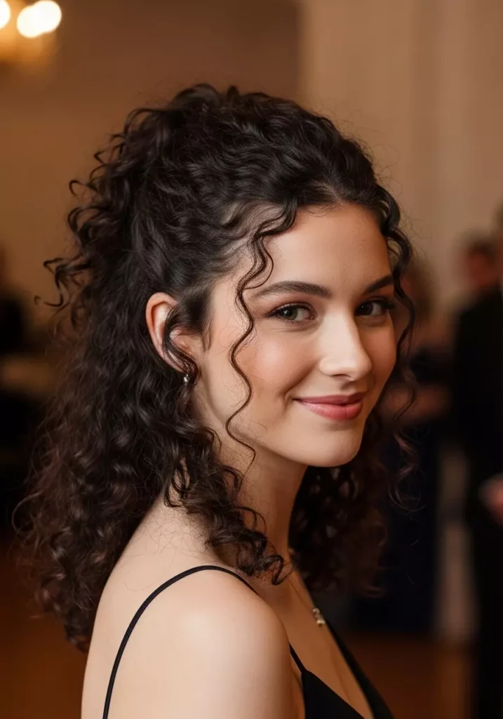 Minimalist Half Up Curly Prom Hairstyle for a Natural Look