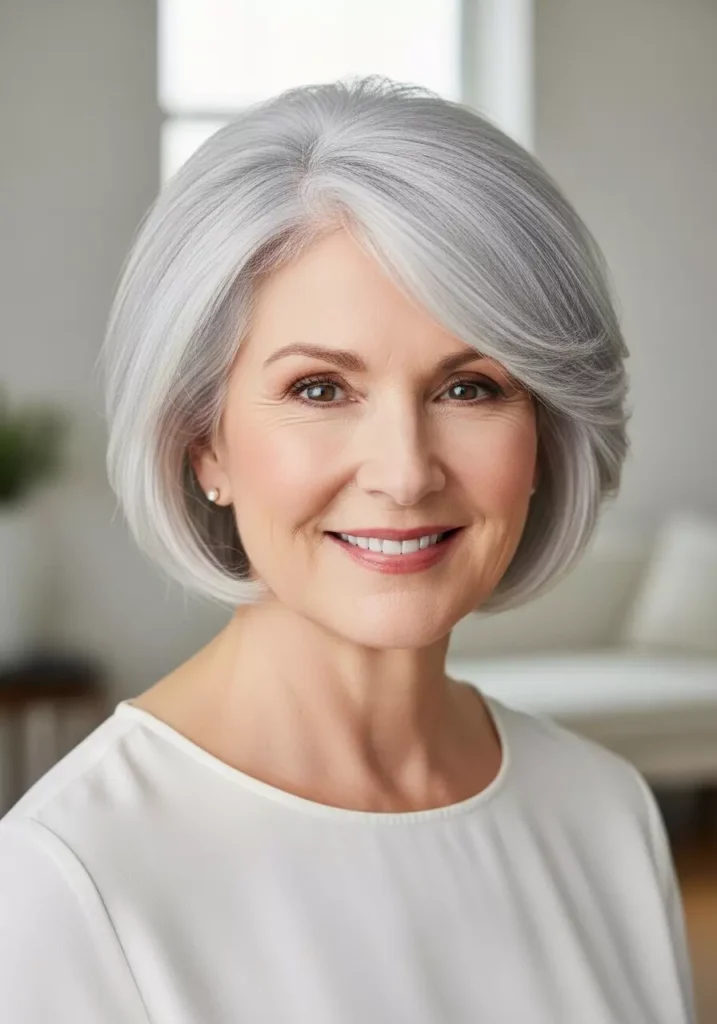 Short Hair Over 60 for Round Faces