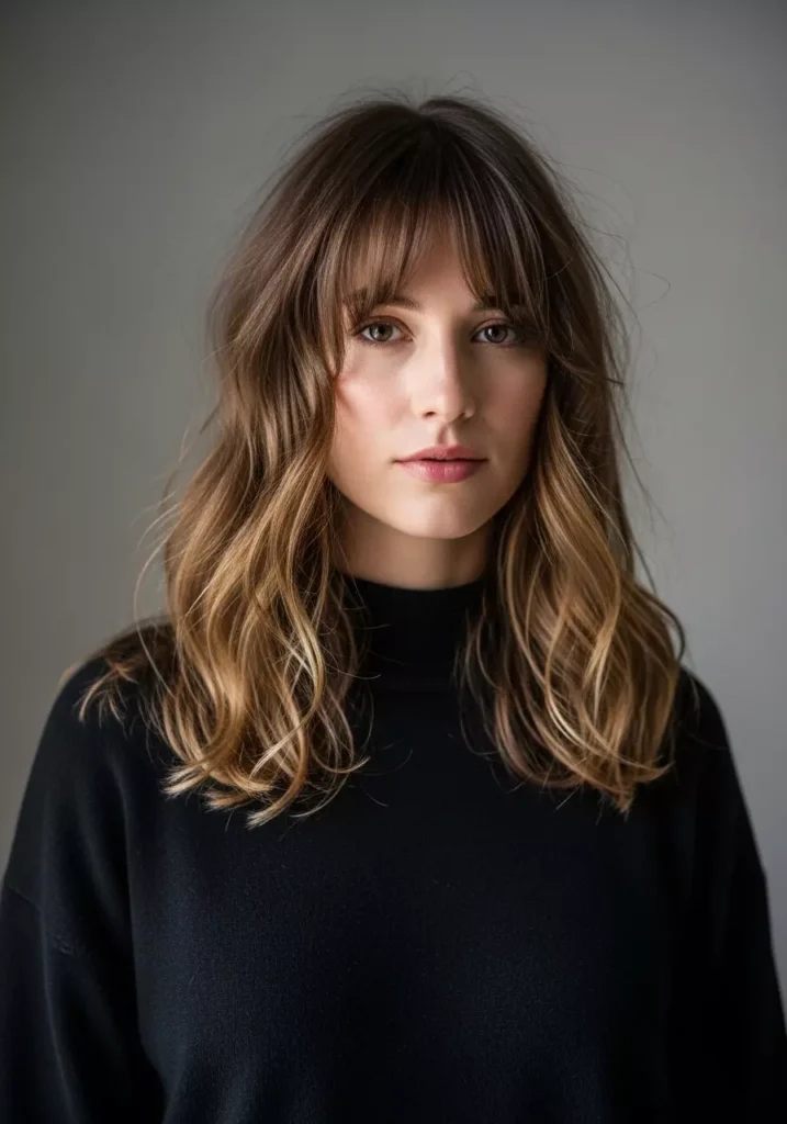 Soft Wavy Hair Bangs Style