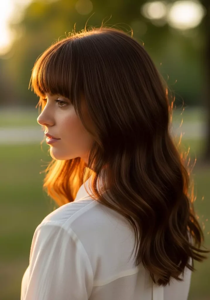 Straight Bangs Wavy Hair