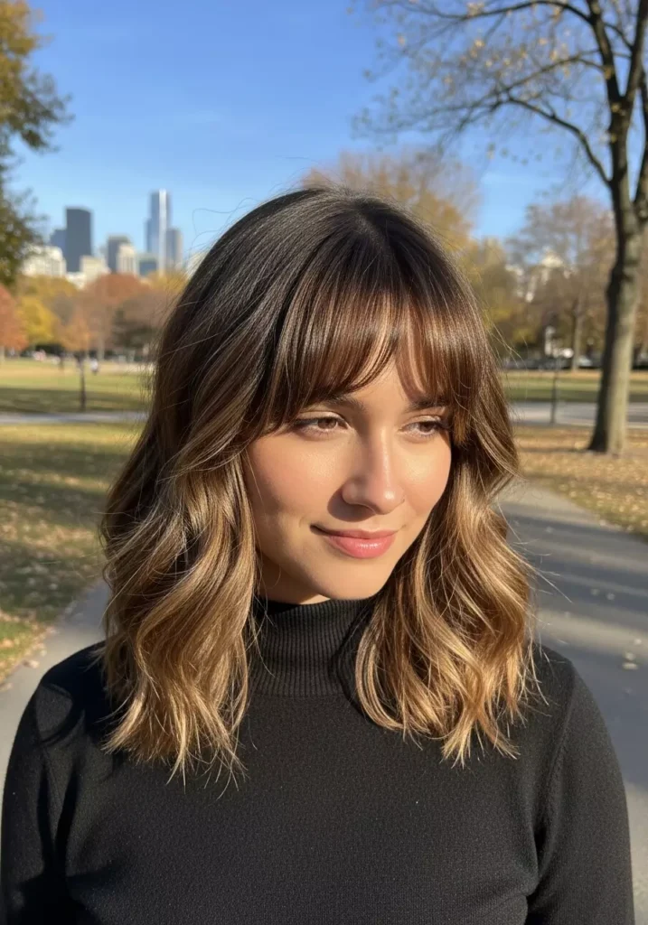 Medium Hair Wavy Hair Bangs Style