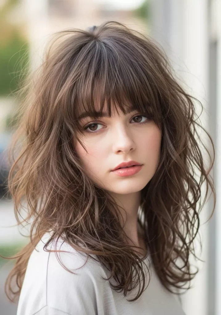 Messy Wavy Hair Bangs Style
