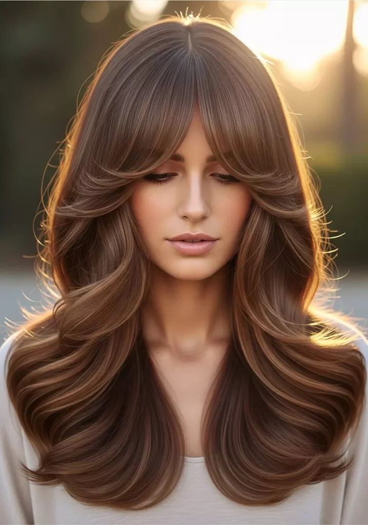 Gorgeous Wavy Hair Bangs Idea
