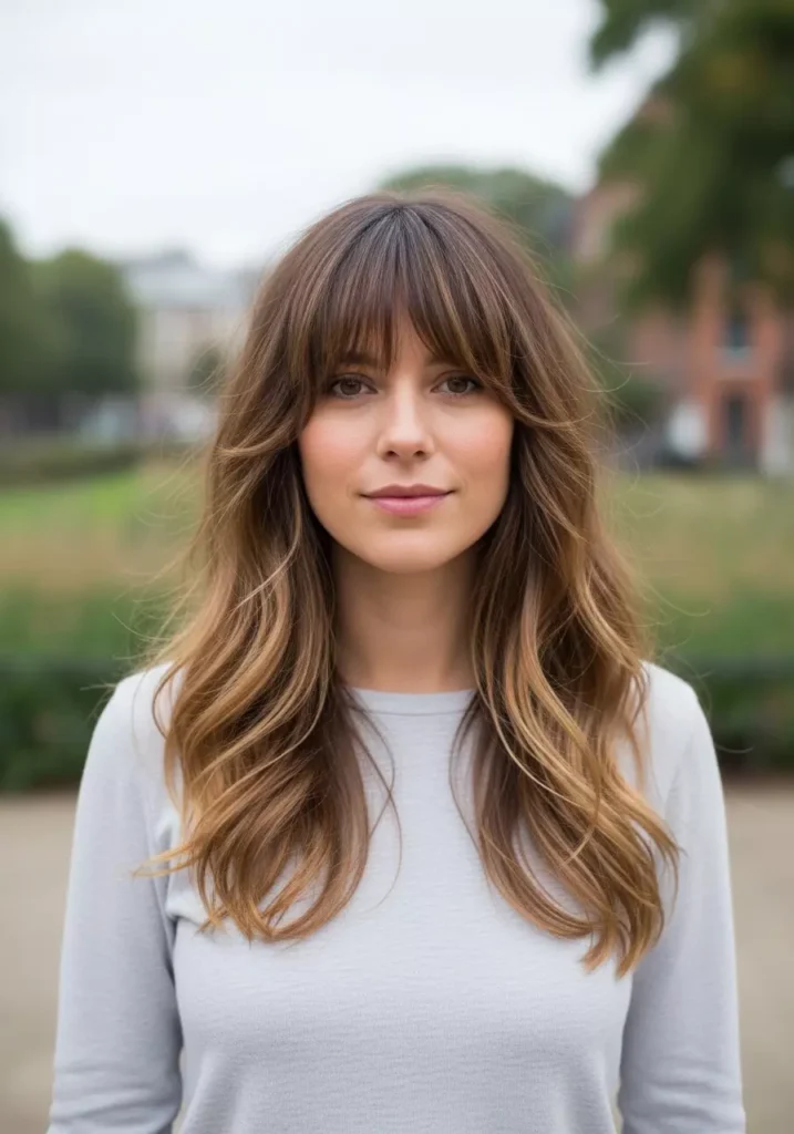 Casual Wavy Hair Bangs Look