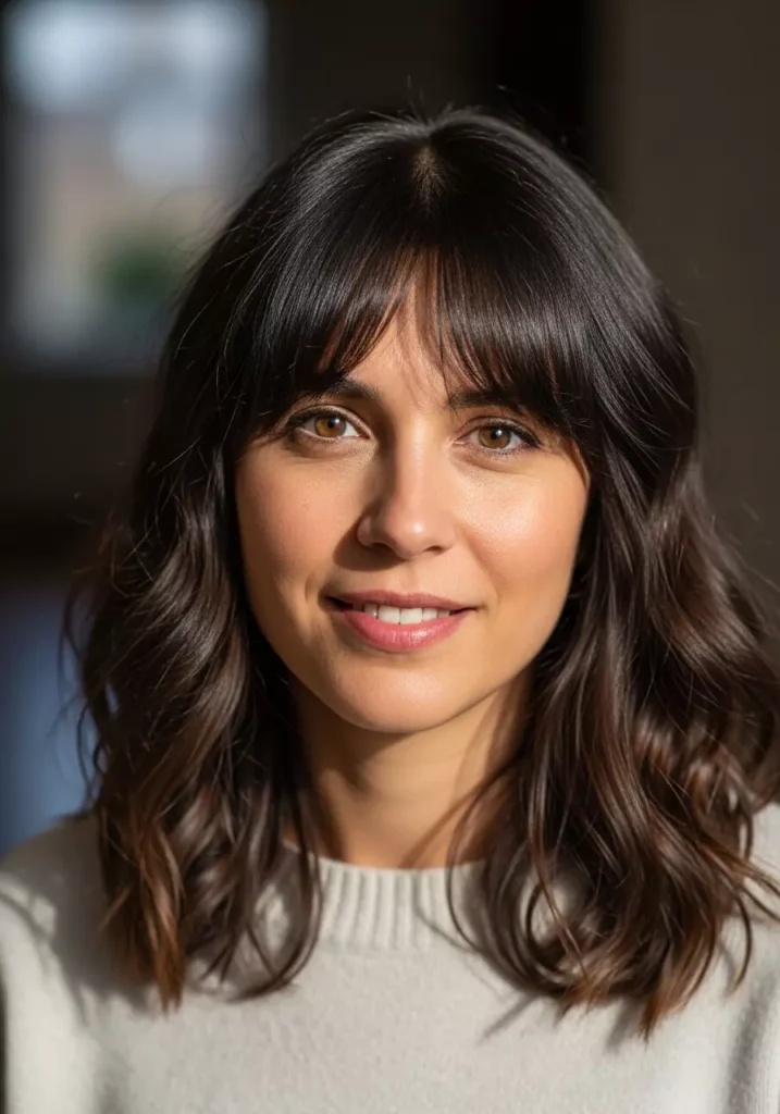 Wavy Hair Bangs Oval Face