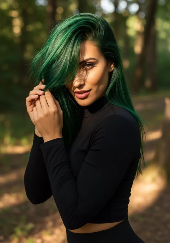 Peekaboo Forest Green Hair