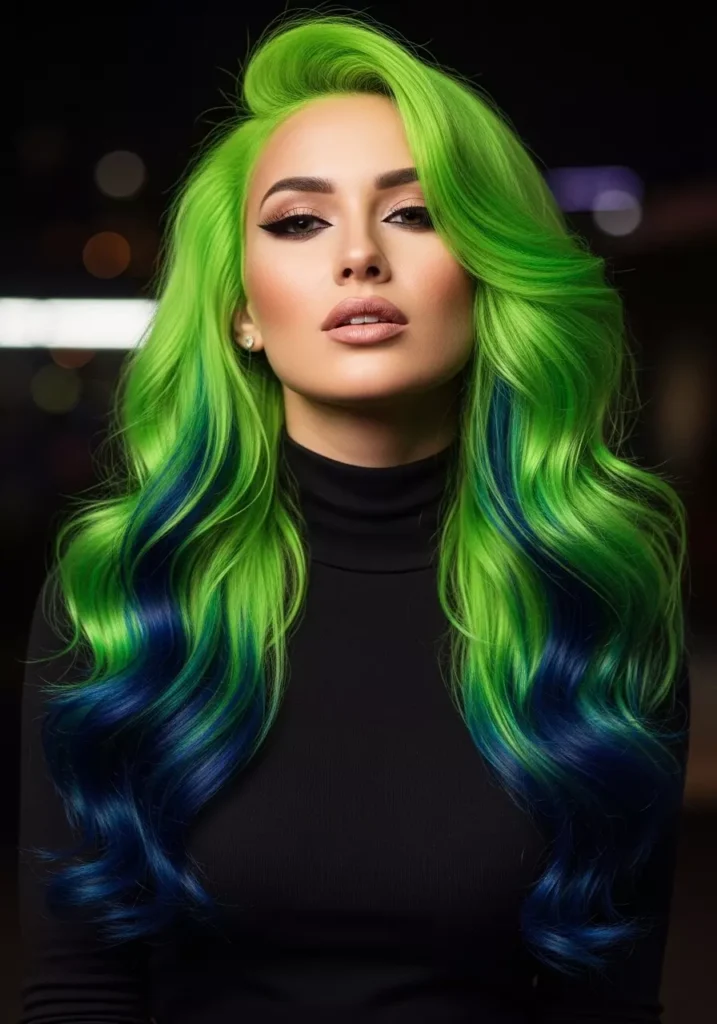 Neon Lime Green with Navy Blue
