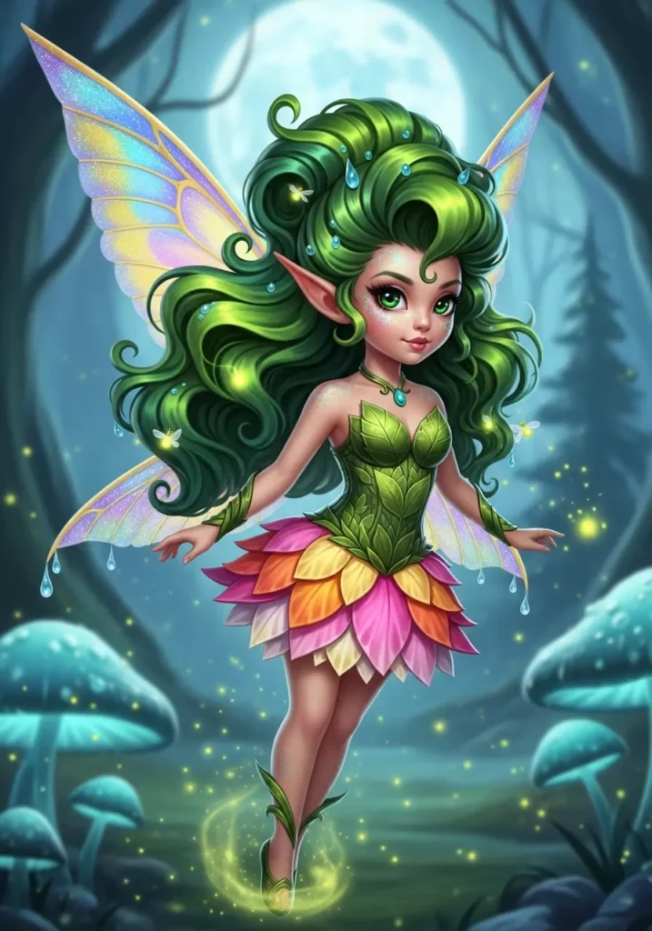 Multicolored Pixie with Green