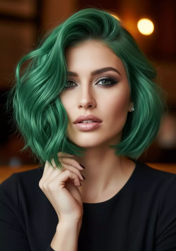 Moss Green Textured Bob