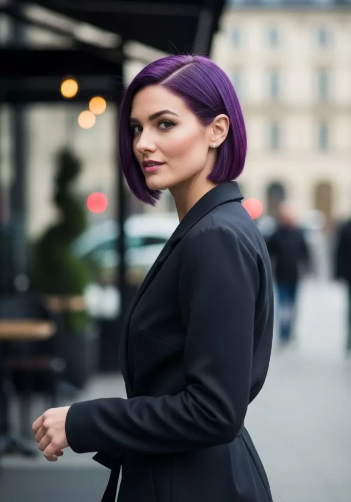 Short Bob with Purple Hair