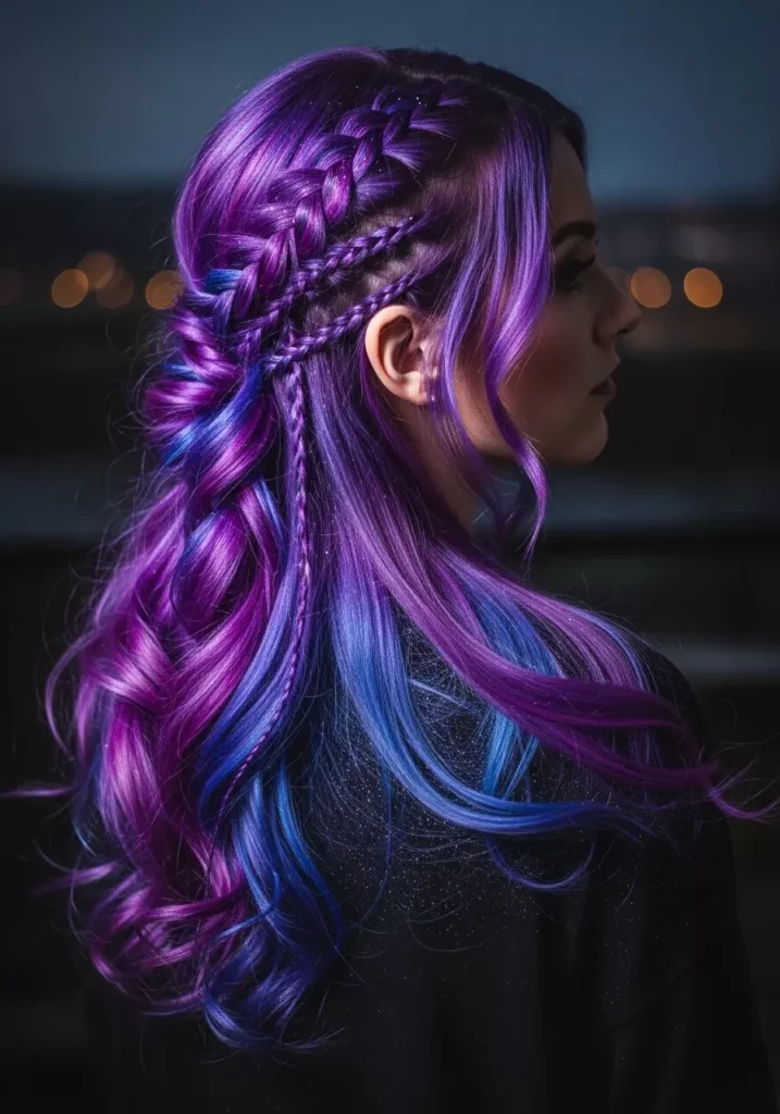 Galaxy Purple Hair Design