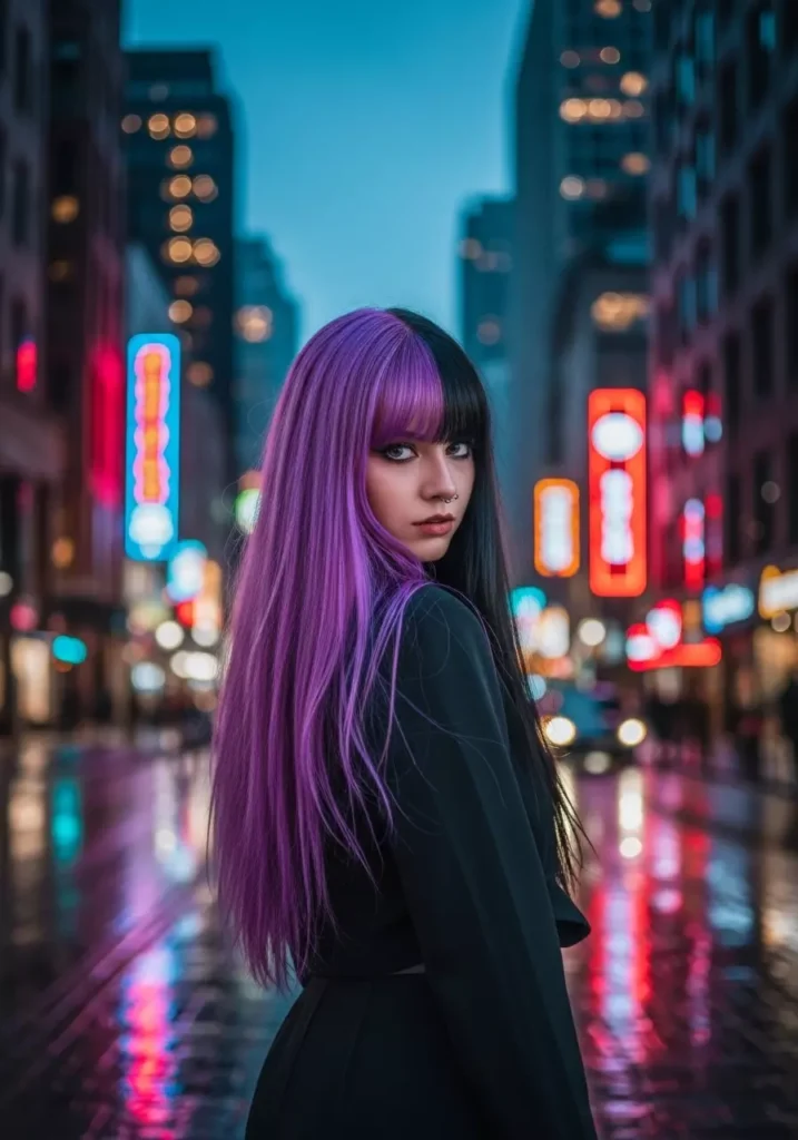 Half Purple Half Black Hair