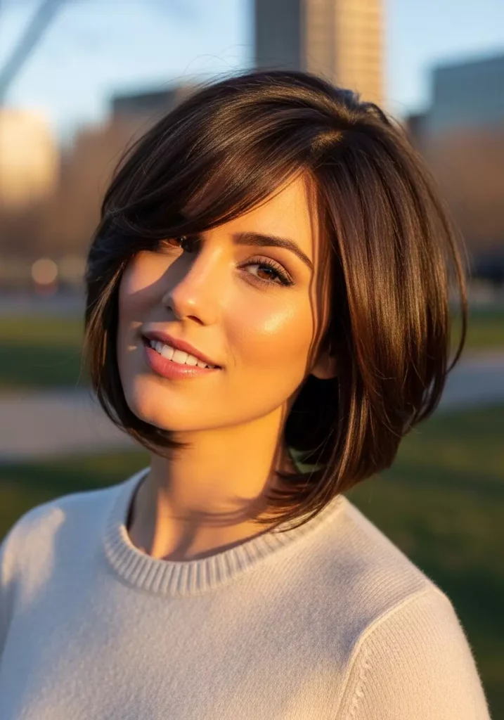 Layered Bob Haircut Face Slimming Style