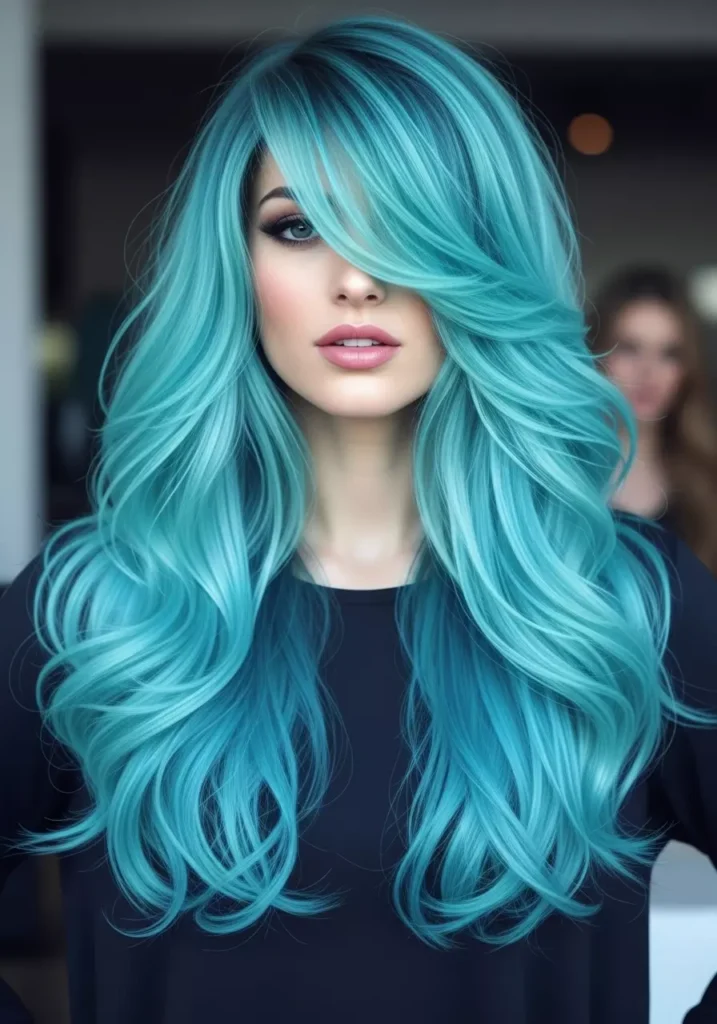 Dimensional Aqua-Blue Hair