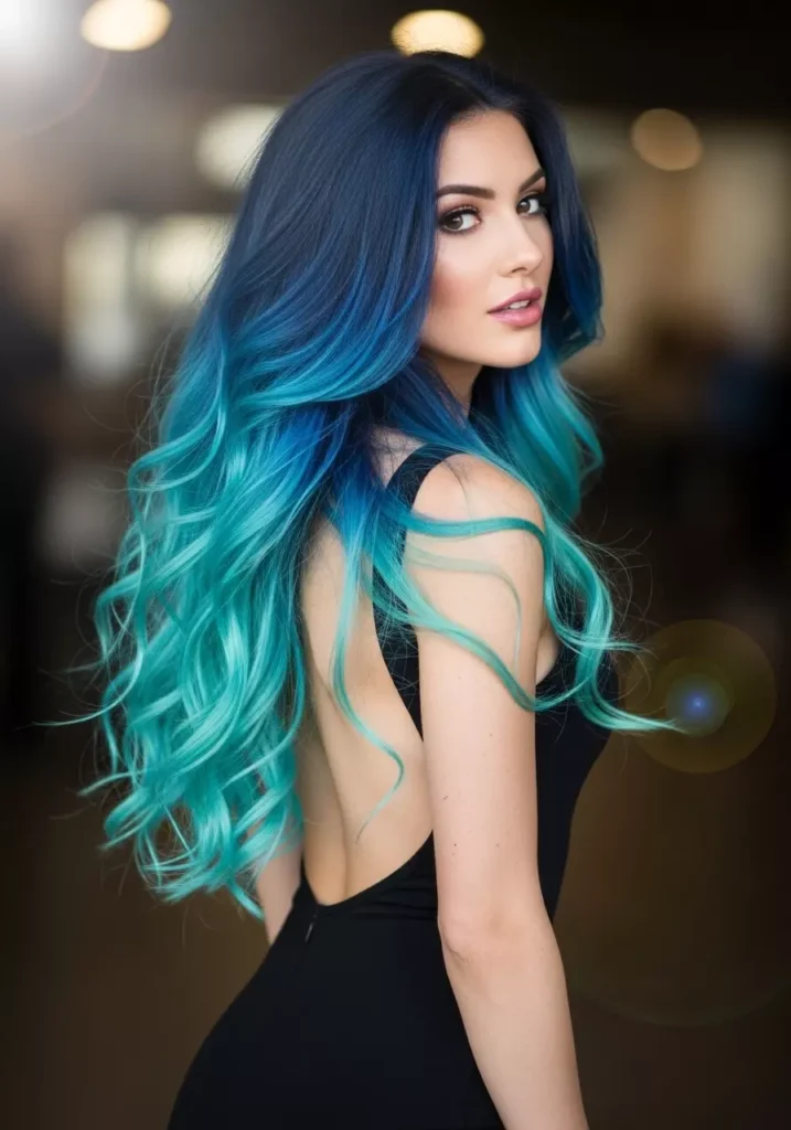 Navy-Blue and Aqua Hair