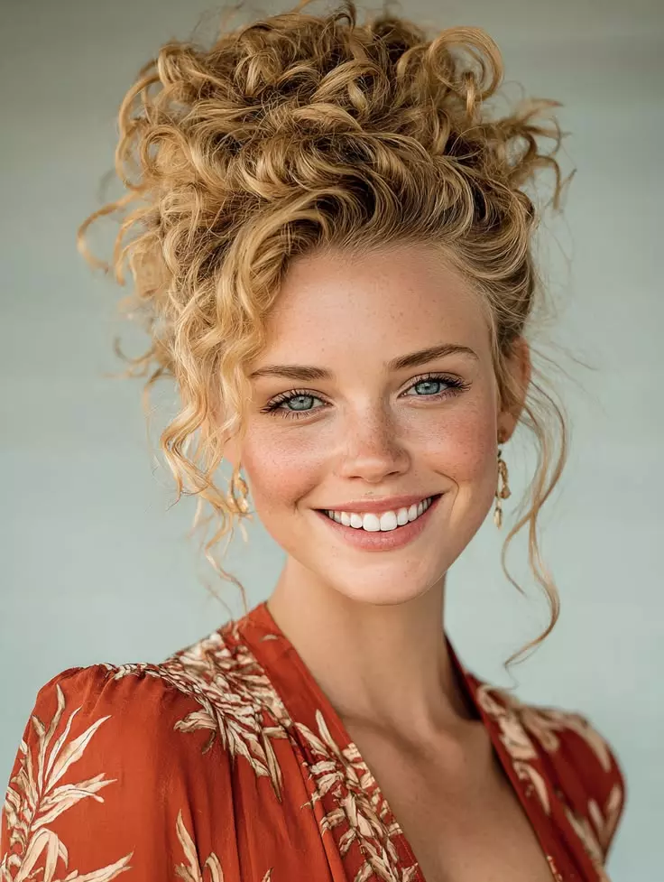 Simple Curly Hair Updos for Work