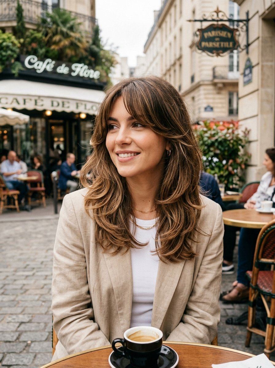 Trendy Layered Haircuts with Curtain Fringe