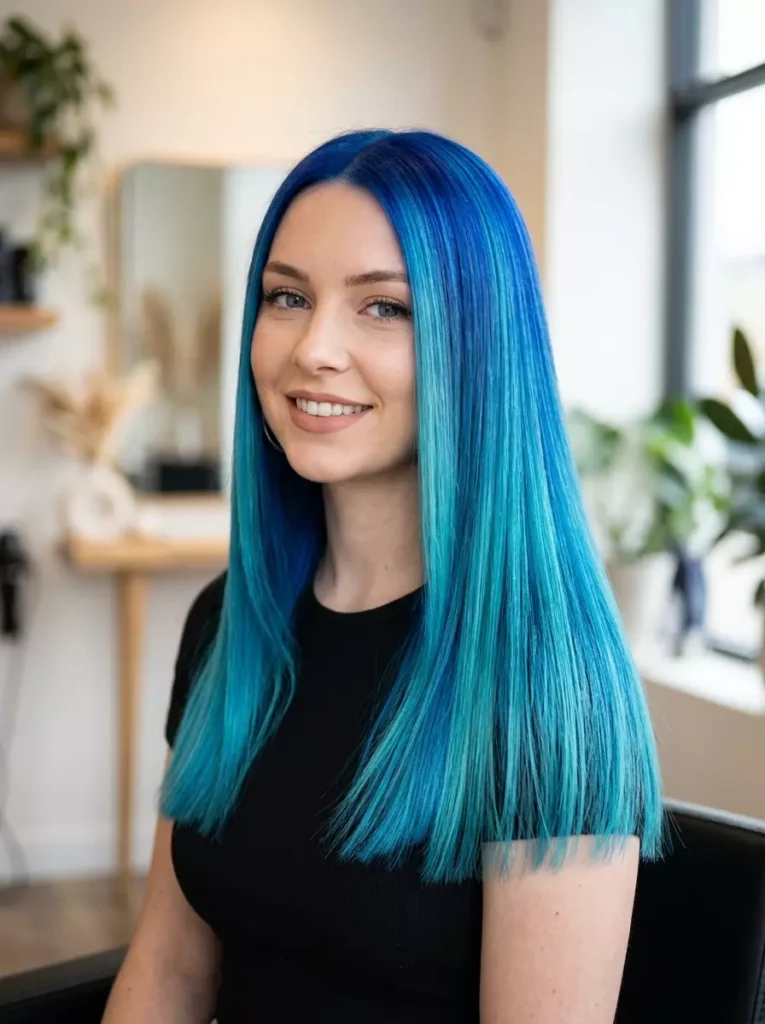 Blue and Aqua Straight Style