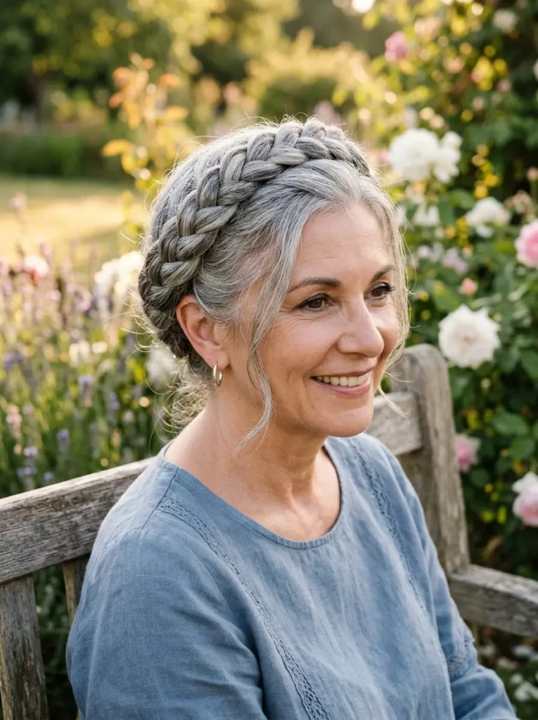 Braided Crown for Gray Hair