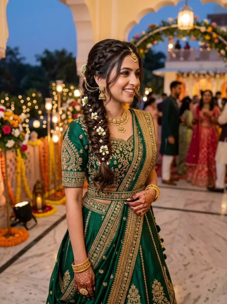 Braided Hairstyles with Lehenga
