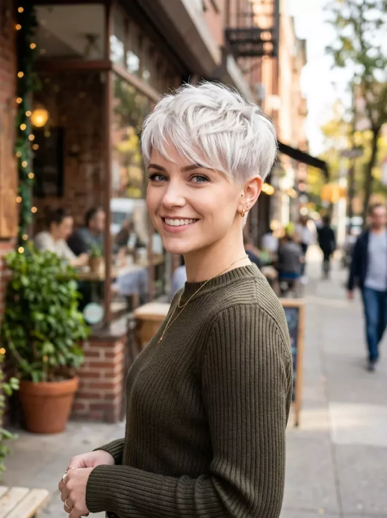Chic Pearl Blonde Pixie Cut
