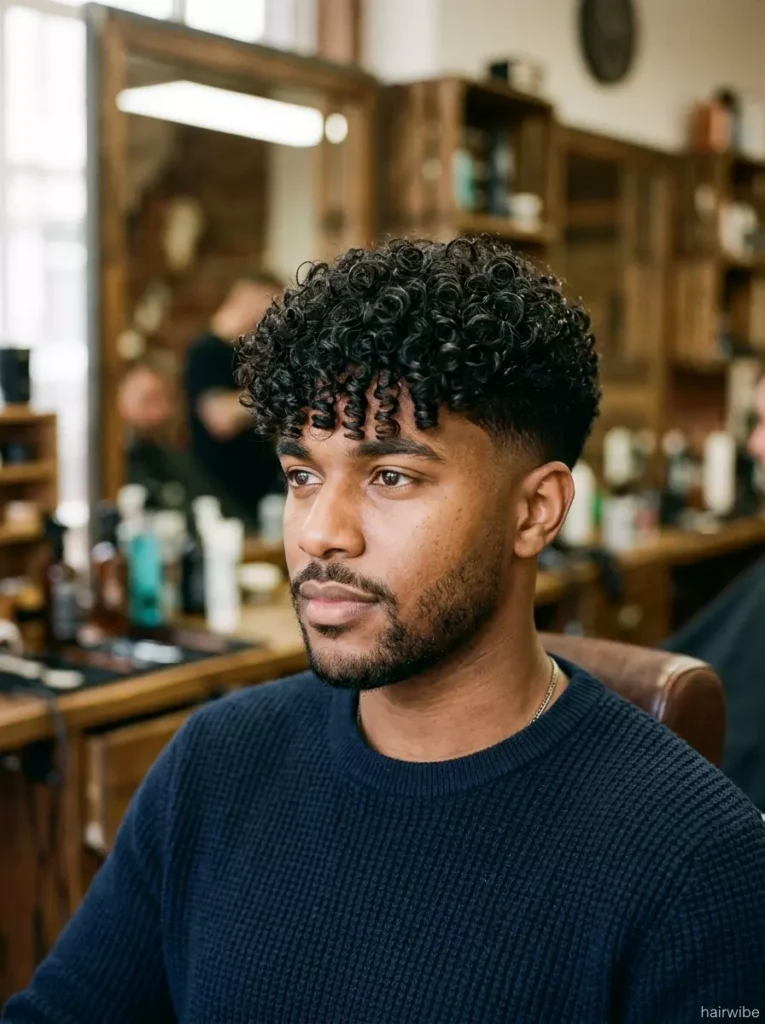 Curly Hair Low Taper Fringe