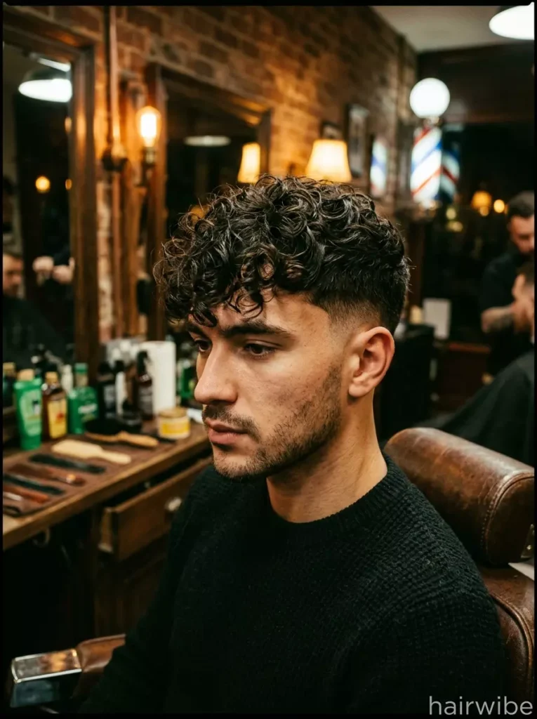 Curly Hair Low Taper Textured Fringe