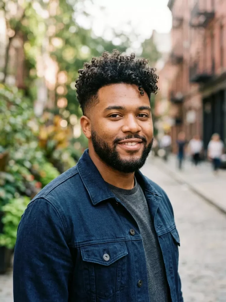 Curly Hairstyles for Men with Round Face