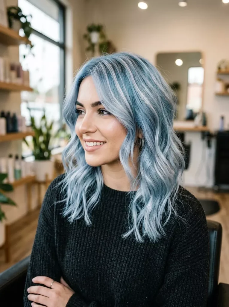 Frosted Blue with Silver Streaks