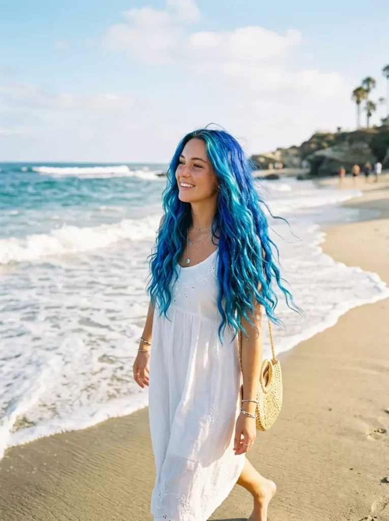 Long Blue Beach Waves