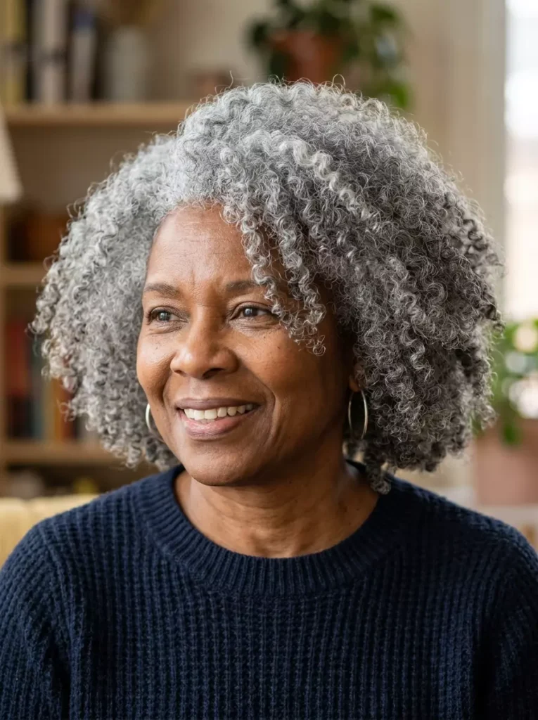 Long Gray Afro Hair
