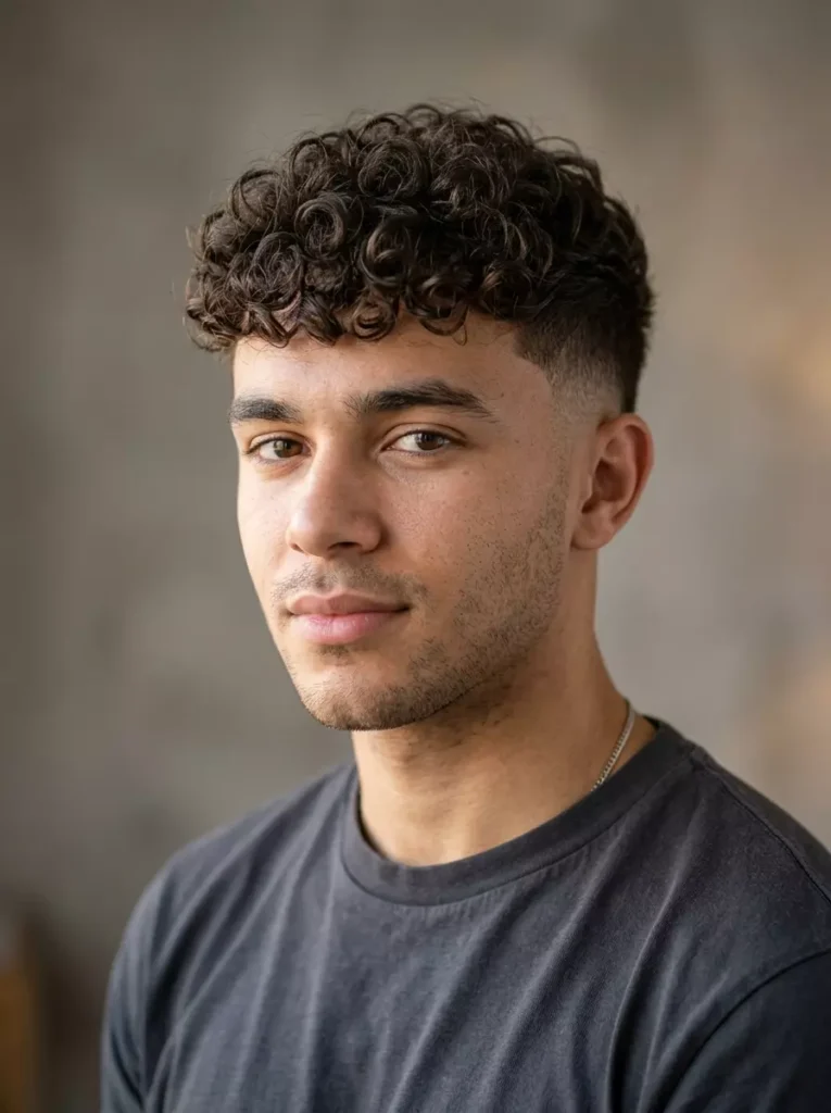 Curly Hair Low Taper French Crop