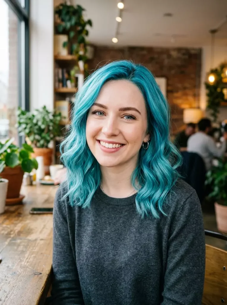 Medium Aqua Blue Hair