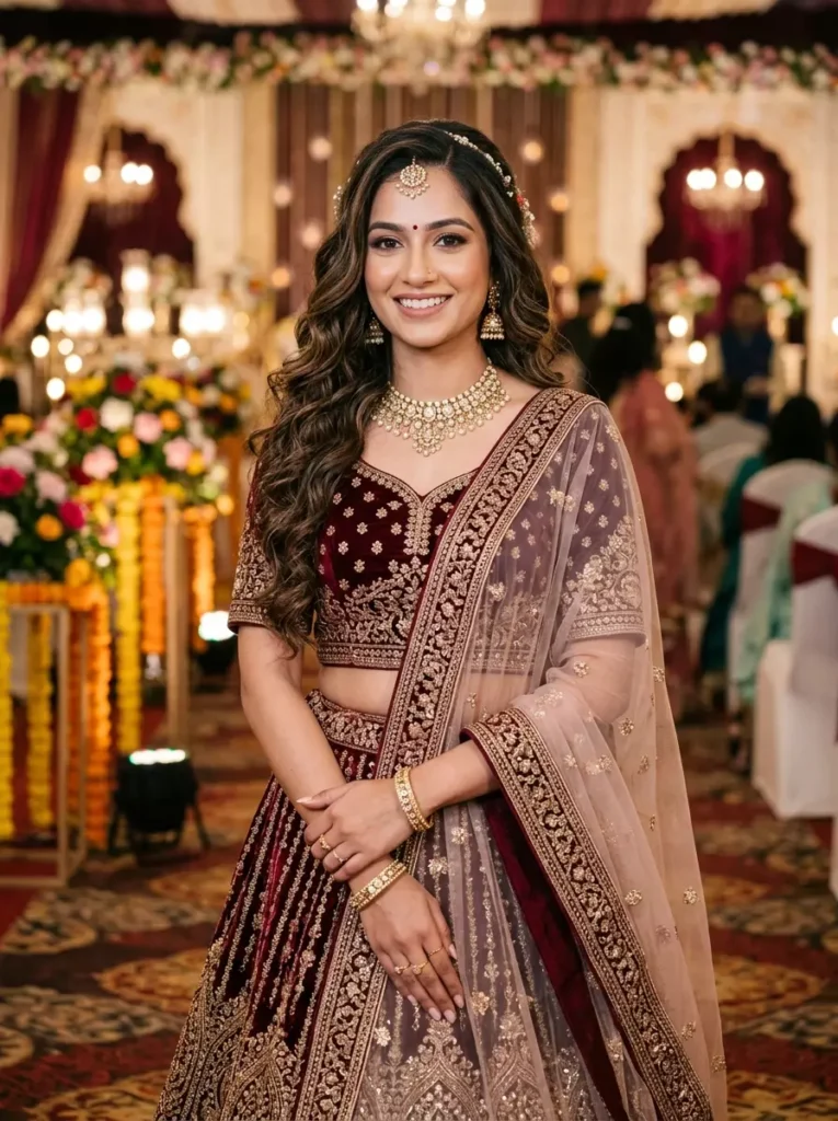 Open Hairstyles with Lehenga