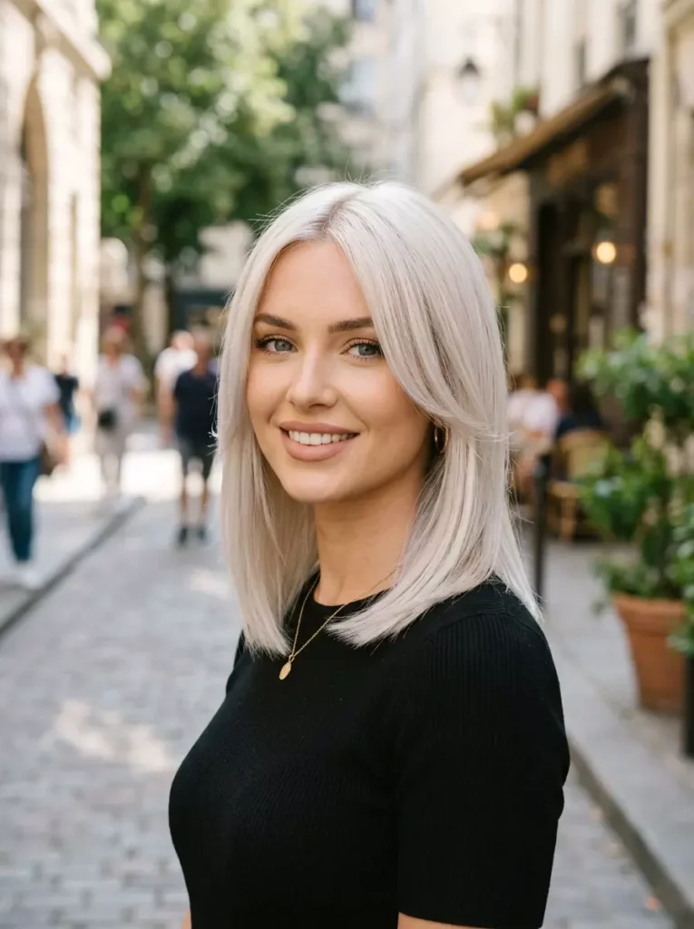 Platinum Straight Lob with Face-Framing Layers