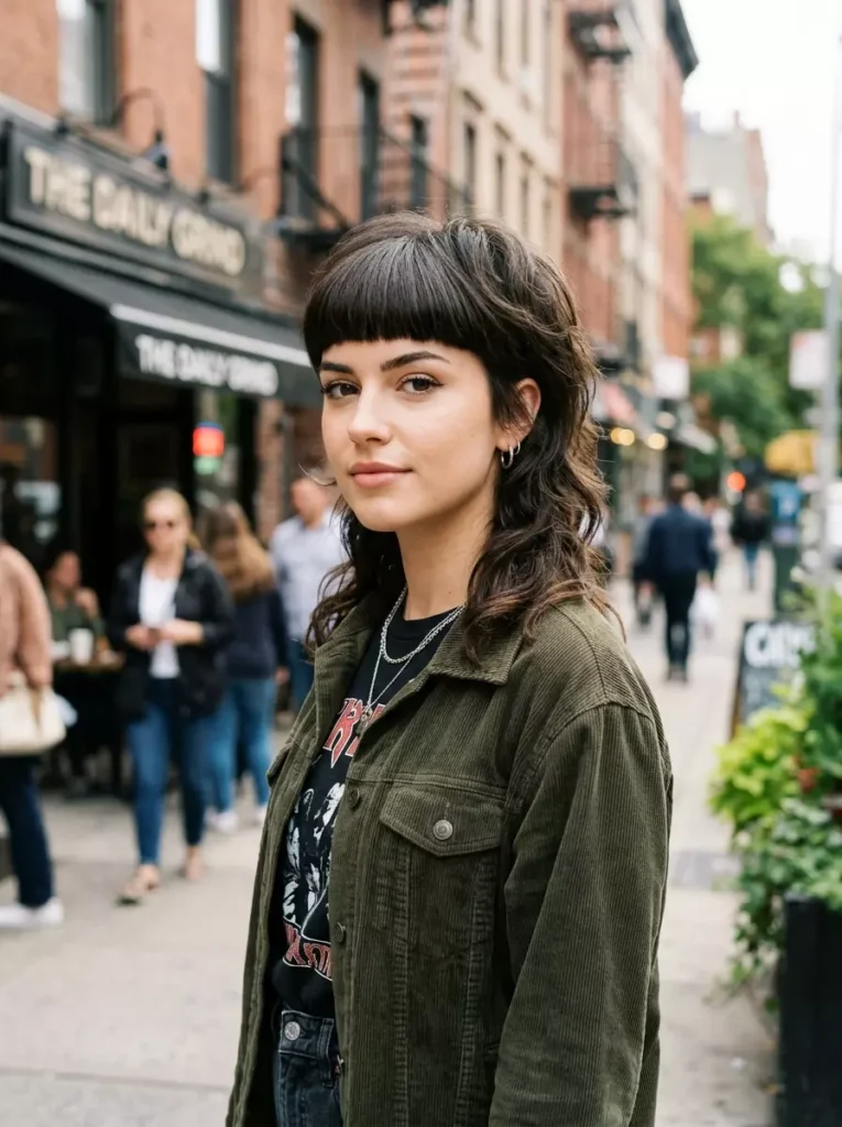 Rounded Mullet with Straight Fringe