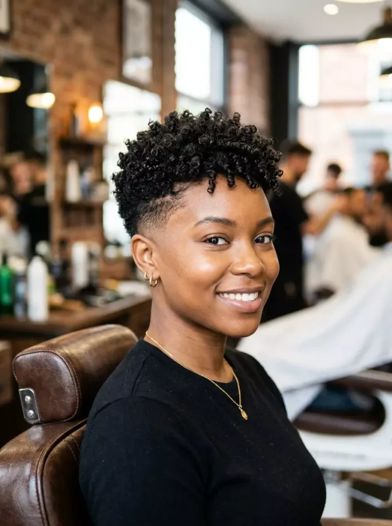 Short Curly Crop with Fade
