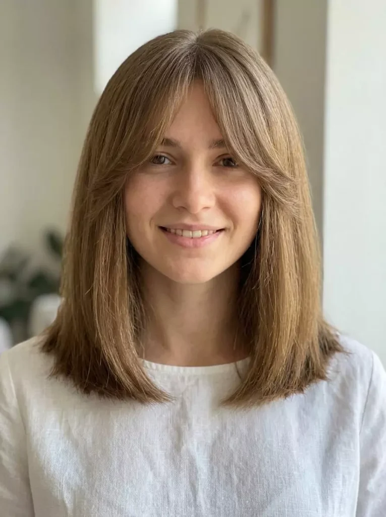 Shoulder Length Hairstyles with Curtain Bangs