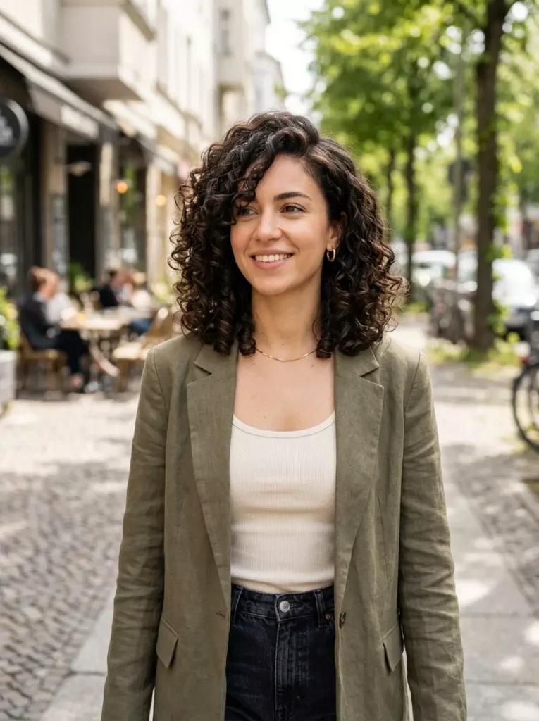 Side-Parted Curly Clavi-Cut Hair Trend