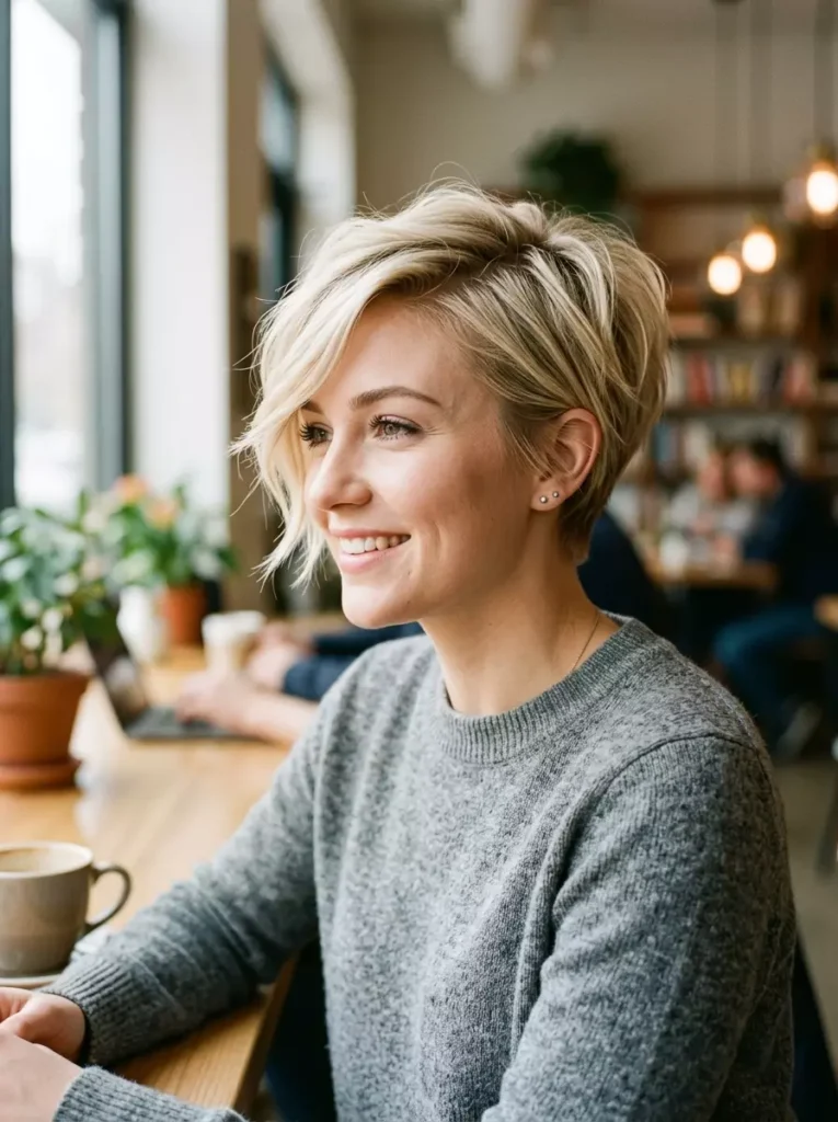 Soft Layered Pixie with Side-Swept Fringe