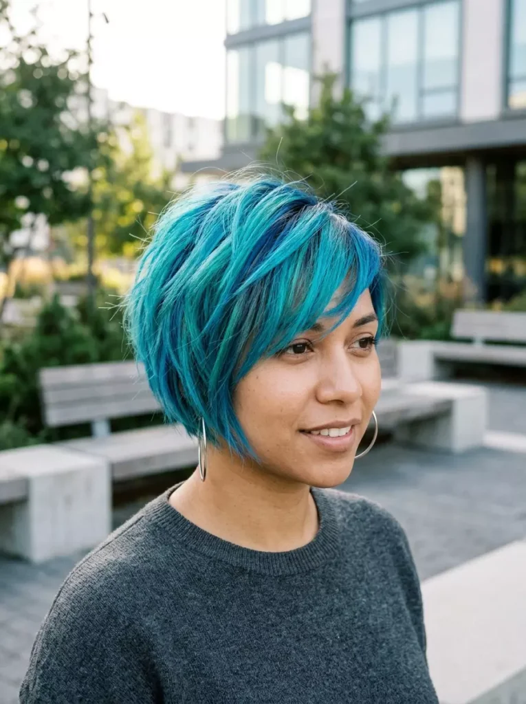 Turquoise and Blue Short Style