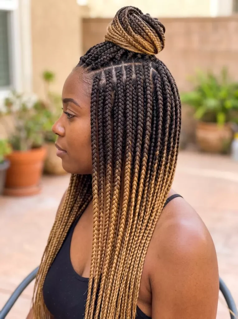 Two-Tone Box Braids Style Ideas