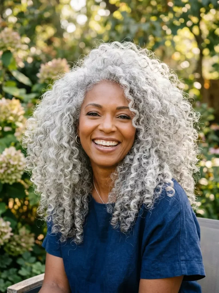 Voluminous Silver Curls