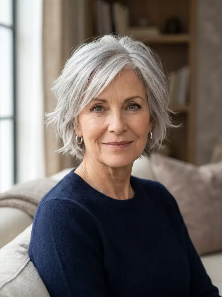 Low Maintenance Choppy Haircuts for Women Over 60