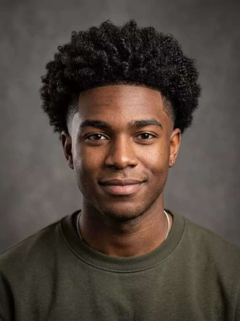 Curly Hair Low Taper Afro