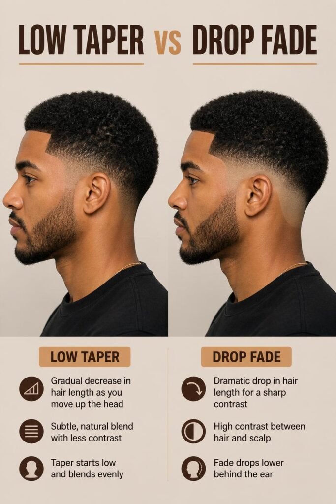 Low Taper vs Drop Fade