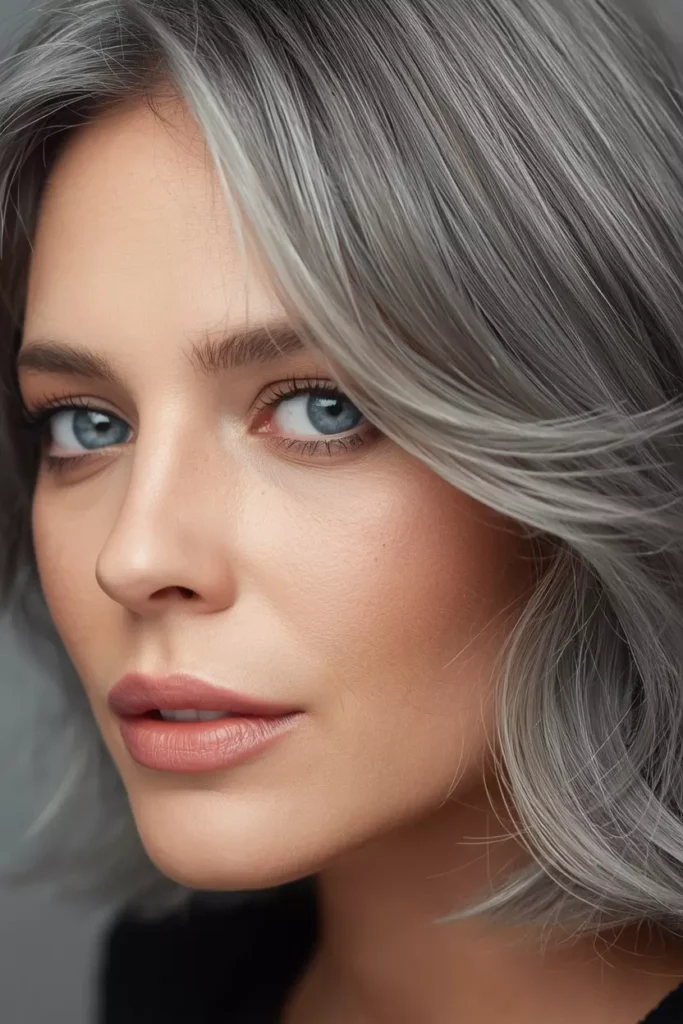 Face-Framing Layered Gray Hair