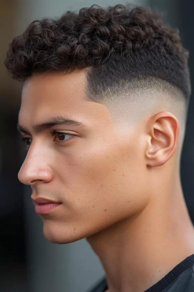 Curly Hair Low Taper Buzz Cut